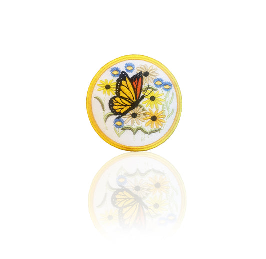 Butterfly & Flowers Embroidered Patch